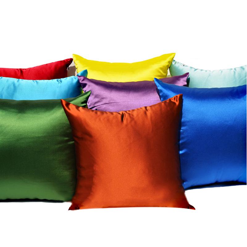 100% Satin Silk-Like Pillowcase Cover 40x40cm 45x45 50x50 60x60cm Solid Smooth Cushion for Sofa Bed Chair Home Decor Pillow Case
