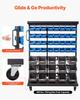 7-Tier Double-Sided Rolling Bin Storage Rack, 94 Plastic Bins, Dual-Sided Parts Organizer with Wheels, Mobile Tool Organizer for Garage, Warehouse,