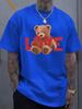 Love Bear Graphic Print Men's Luxury Cotton Short Sleeved T-shirt Summer Unisex Men's and Women's Street Fashion Clothing