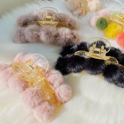 Women's Round, Round, Bell-shaped Fur Five-clip Hairpin