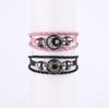 Unisex Handmade Sun & Moon Gemstone Leather Bracelet