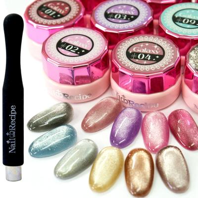Nail Recipe Galaxy Color Gel Kit with Magnetic Gel (10-Color Set with Cylindrical Magnets)