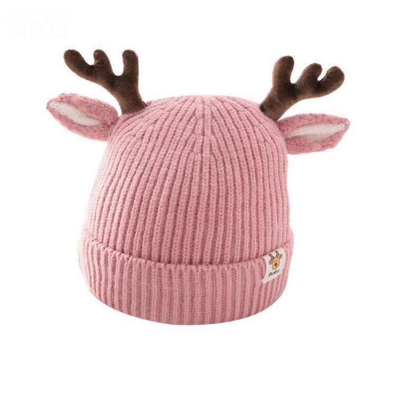 Infants and Toddlers Knitted Wool Hat Autumn and Winter Children's Christmas Antlers Thickened Warm Hat Ear Protector Pullover Hat 2080-1