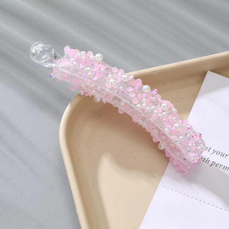 3pcs New Color Pan Hair Banana Clip Light Luxury Stone High-end Fashion Ponytail Clip Hair Accessories Hairpin