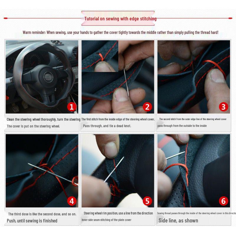 Hand-Sewn Full-Hole Car Steering Wheel Cover Sleeve