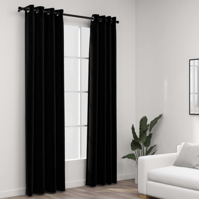 VidaXL Blackout Curtains Linen Look with Eyelets 2 Pcs Black 140x245cm