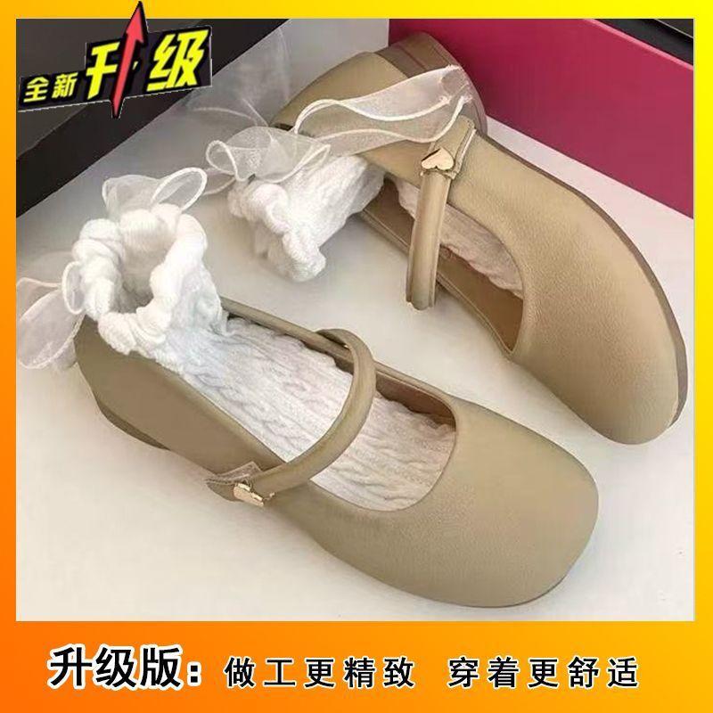 2025 spring and summer new round head shallow mouth single shoes female retro gentle fairy style casual Mary Jane soft sole Doudou shoes