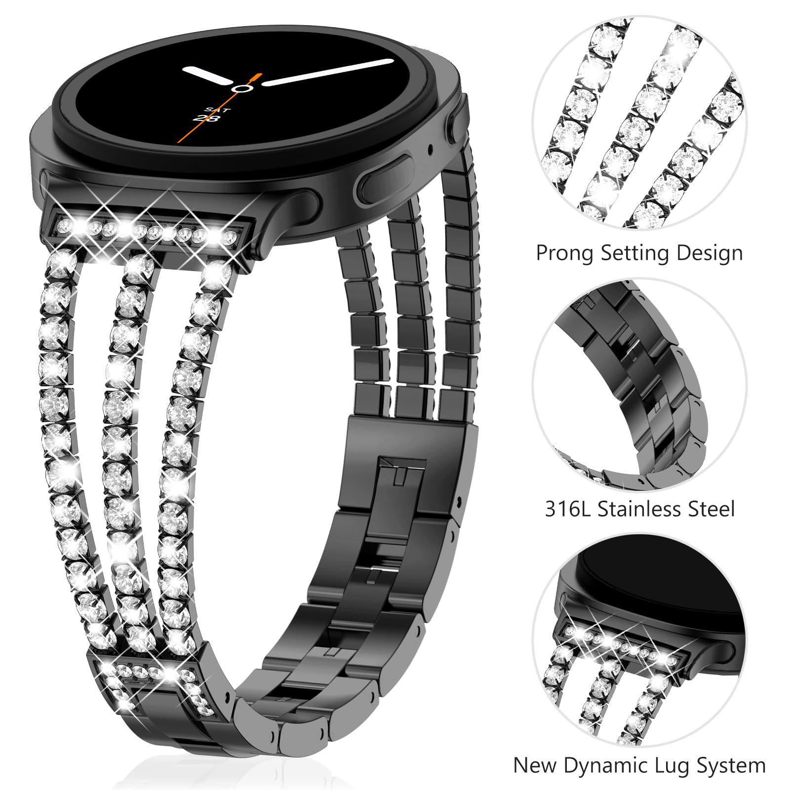 

Модный цепочный браслет для Samsung Galaxy Watch 8 - Дизайн с кристаллами, издание 2025 года Samsung Galaxy Watch8 (40mm/44mm/Classic) чёрный