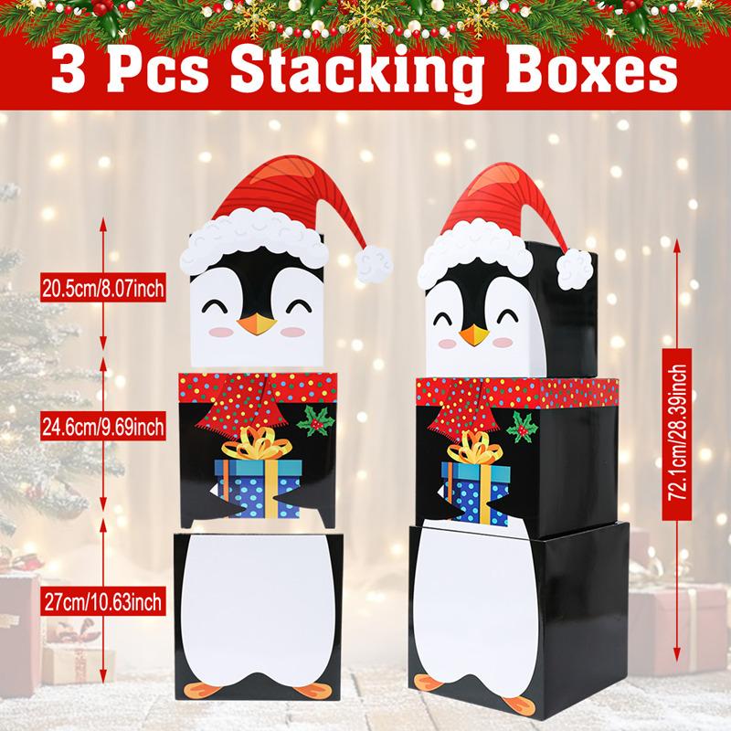 3pcs Christmas Snowman Stacking Boxes Merry Christmas Party Decoration 2026 Xmas Stacking Boxes Navidad Natal New Year Gift 2026