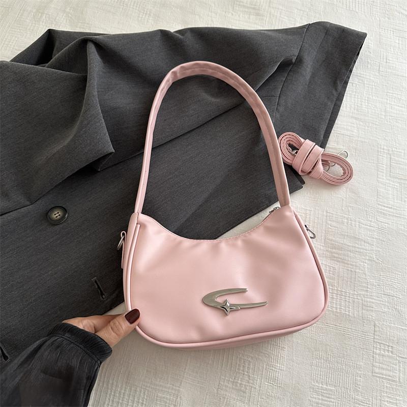 Trendy Pu Crescent Shoulder Bag 2024 Fashion Crossbody For Women With Stitching