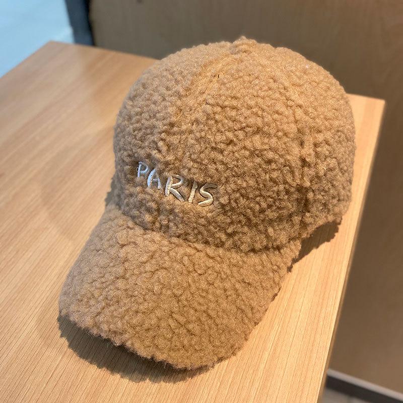 

Шапка Женская Осенне-зимняя из овечьей шерсти Бейсболка в корейском стиле Повседневная Плюшевая Утепленная Теплая Бейсболка с буквами Студенческий Тренд Adjustable