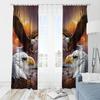 2pcs- Powerful Bald Eagle Polyester Curtains, Bathroom, Bedroom, Living Room, and Family Room Decorative Curtains