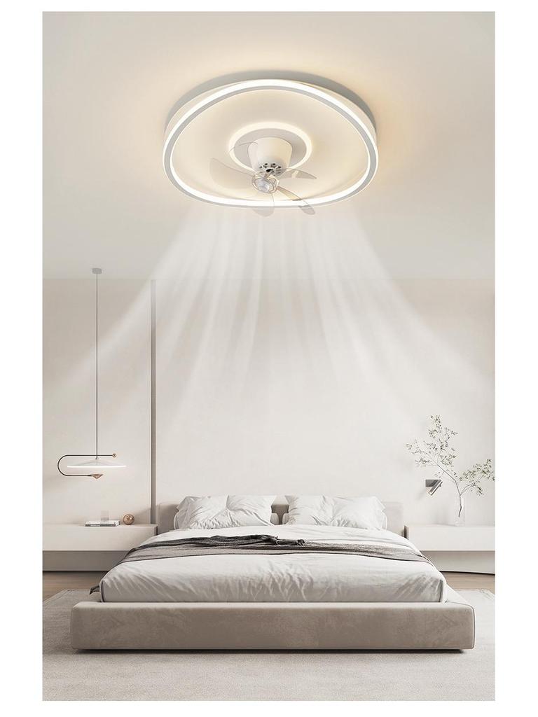 360° Rotatable Silent Minimalist Ceiling Light with Fan for Bedroom and Study