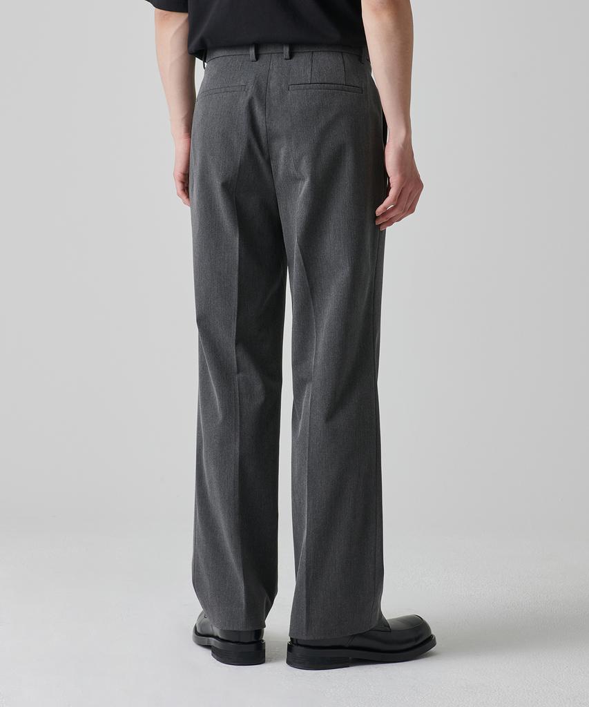 Musinsa Standard Reverse One-Pleat Wide Hidden Banding Slacks [Medium Gray]