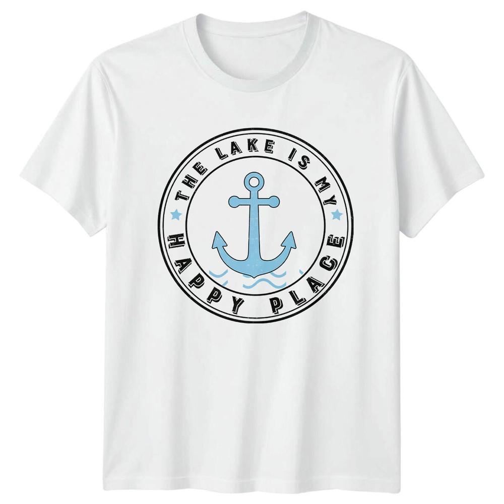 The Lake Is My Happy Place Anchor Graphic Summer TShirt S
