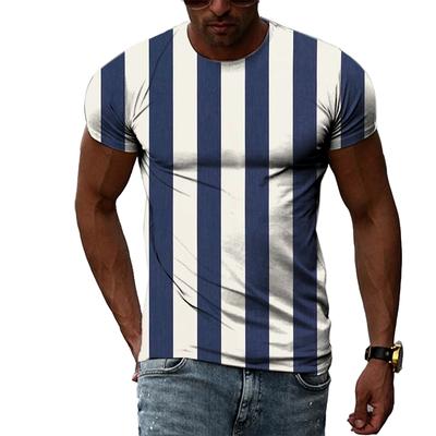 Sommermode Streifenmuster Herren T-Shirts Lässig Persönlichkeit Cooler Stil Druck Tees Trend Einfach O-Ausschnitt Kurzarm Tops 5822