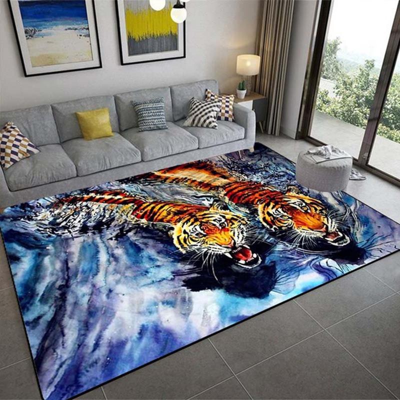 Creative Tiger Printing Large Area Rug Design Non-Slip Carpet for Living Room Bedroom Soft Floor Mat Home Decor Very Beautiful