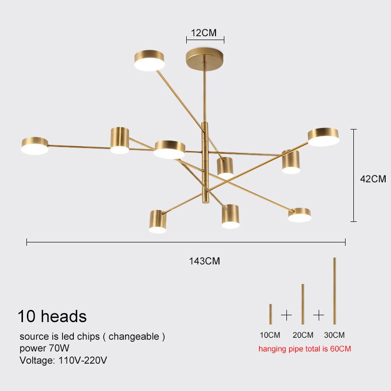 Modern Led Chandelier Lighting Fixture For Living Room Gold Black Art Restaurant Hanging Lamp Bedroom Home Lustres Suspension