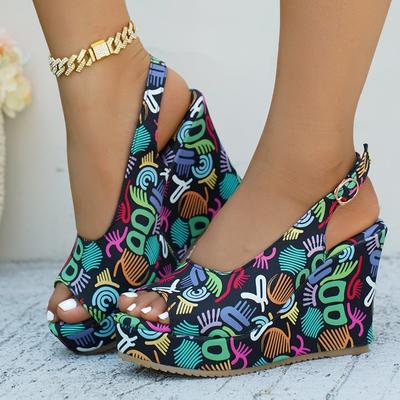 Fashion 2025 Fashion Ladies Shoes Open Toe Women's Sandals New Buckle Strap Casual Plus Size Color Matching Best Seller Wedge Sandals