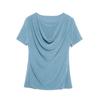 Size Women's Clothing Chubby Girl Summer New Arrival Pure Color Silm Swing Collar Mesh Slimming Short Sleeve T-shirt Easiest for Match 8 Color Women
