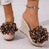 2026 New Elegant women's high-heeled sandals with wedge platform floral decoration summer slippers comfortable and elegant shoes