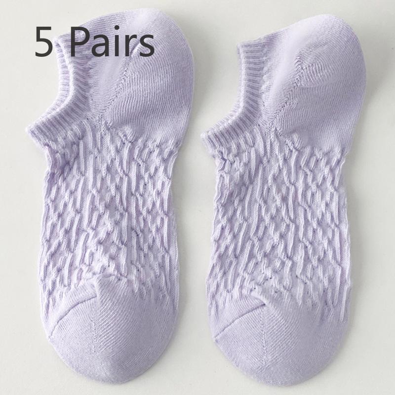 5 Pairs of New Female Spring and Summer Sweet Short Boat Socks