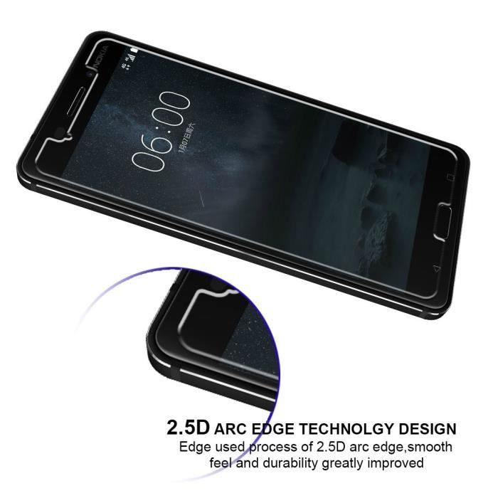 Film de protection d'écran - PHONILLICO - NOKIA 6 - Pack de 3 - Verre trempé - Résistant aux rayures