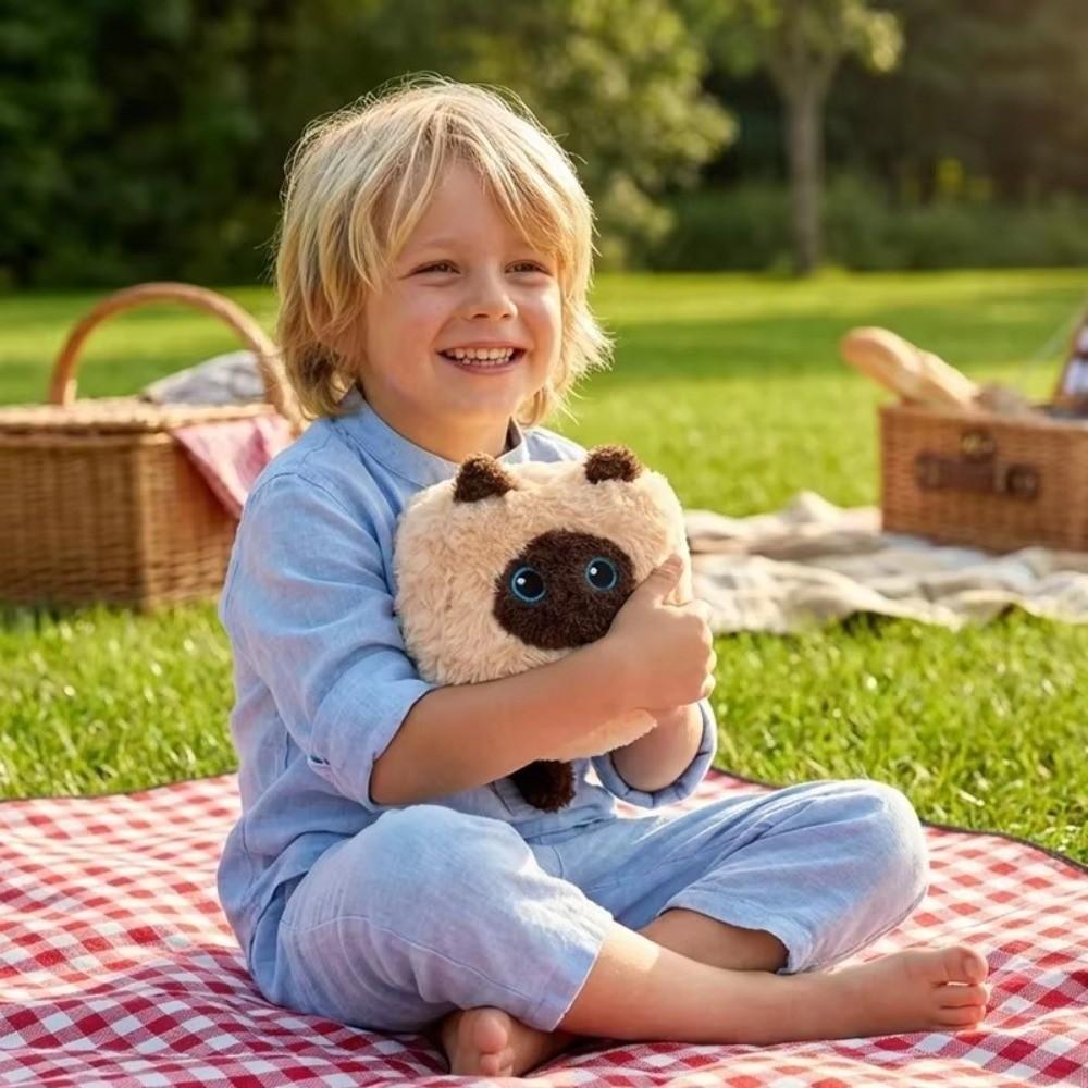 PP Cotton Cat Plush Doll Toy Square Cat Shape Stuffed Cat Toy Siamese Plush Doll Home Decoration