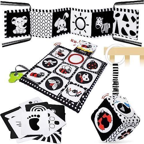 Jouet bébé livre tissu montessori noir et blanc - happykidsclub - eveil 0-12 mois - cadeau naissance