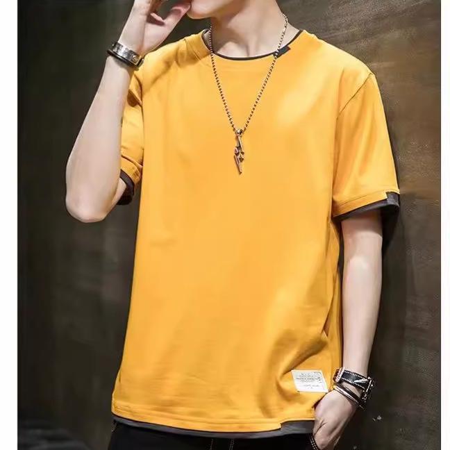 2024 Korean Style Trend: Men's Versatile Loose Fit Short Sleeve T-Shirt - Summer Casual Fake Two-Piece.