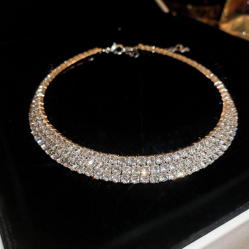 French Diamond Flower Pearl Necklace Fashion Temperament Clavicle Chain Versatile Jewelry Accessories