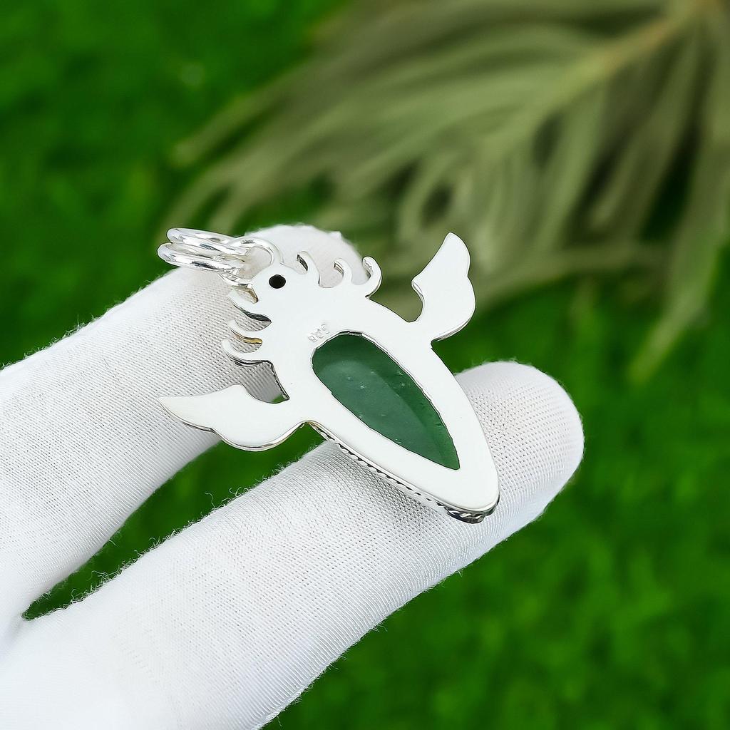 925 Sterling Silver Green Aventurine Stone Tsavorite Bezel Wife Pendant Jewelry