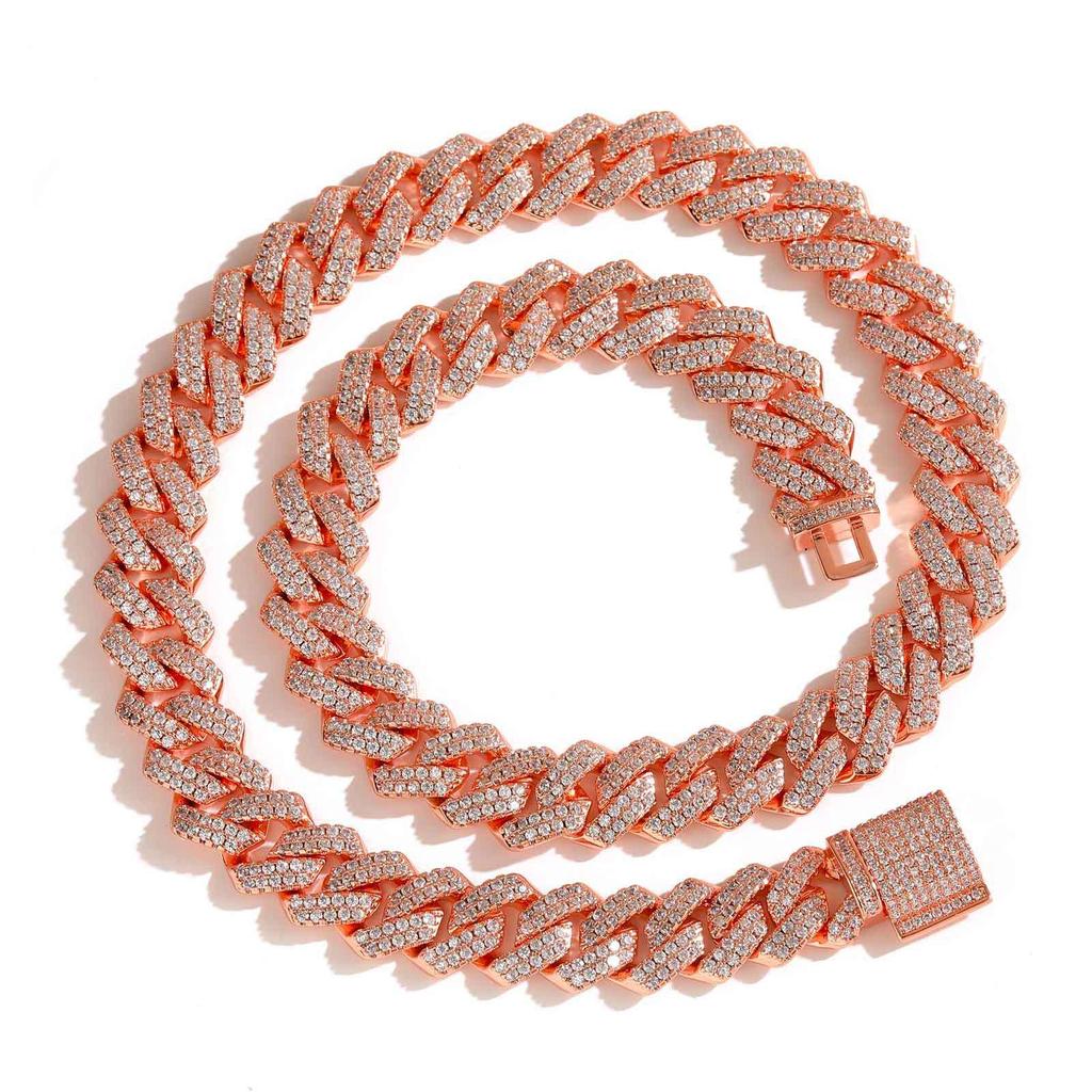 European-American Men's 14mm Zircon Cuban Chain Hip Hop Necklace