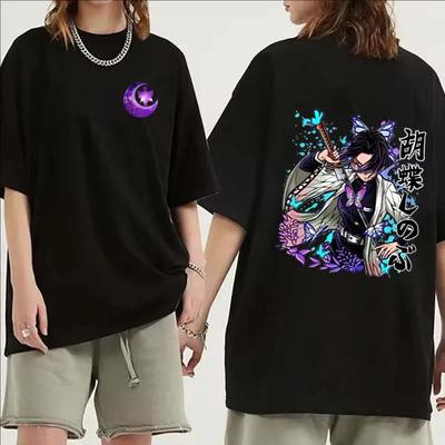 T-shirt Stampata Anime Nuova Kochou Shinobu per Donna Estate Casual Harajuku Larga Girocollo Manica Corta Top Abbigliamento T-shirt