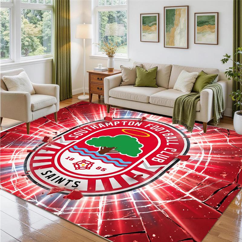 Southampton Football Design Crystal Velvet Rug Soft Decorative Mat for Bedroom Entrance