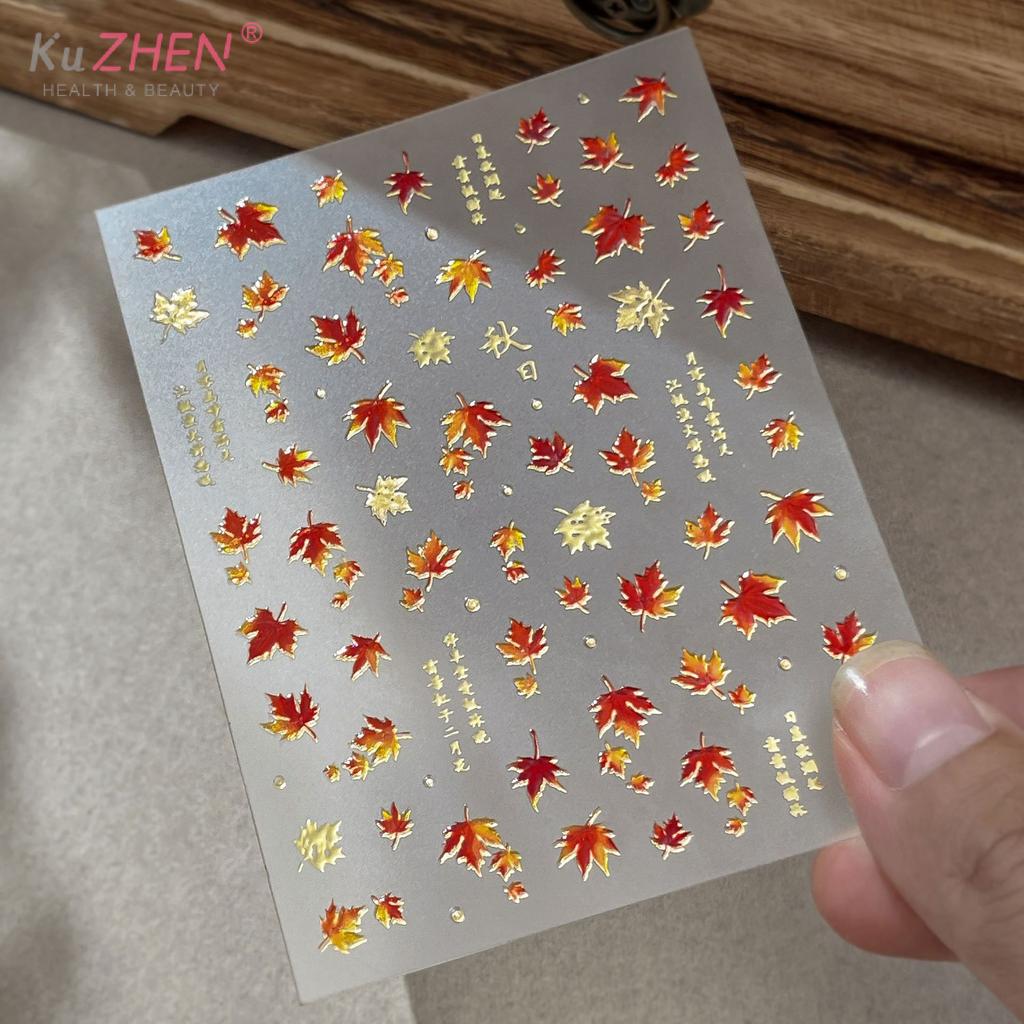 1Pcs Maple Leaf Autumn Nail Art Sticker Fashion Elegant Bronzing Gold Fall Leaves Red Leaf Nail Decals DIY Nail Art Decoration