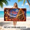 Christmas Theme Quick Dry Beach Towel Custom Name Text Print Large Sand Resistant Towel Beach Vacation