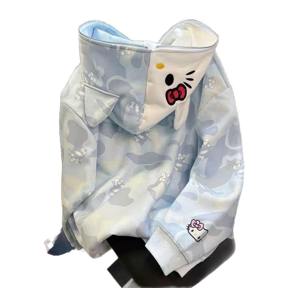 Felpa con Cappuccio e Zip Cartone Animato Hello Kitty per Donna e Uomo Abbigliamento Casual