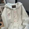 Women's Hooded Long Sleeve Zip Up Jacket Loose Fit Casual Cartoon Dog Printed Hoodie Sweatshirt