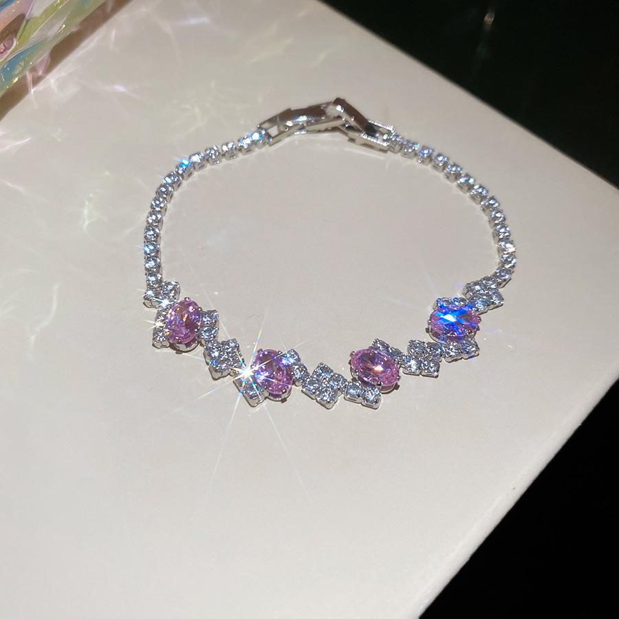 Europe and the United States Hot-selling Color Oval Love Zircon Bracelet Light Luxury Bracelet Personalized Jewelry Women