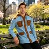Men's Color Block Hoodie With, Long Sleeve Loose Fit Casual Sweatshirt for Spring and Fall