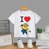 Teen Street Style 100% Cotton T-shirt Minion Print Boys Girls Casual Top Cotton T-shirt Kids Comfortable crewneck T-shirt
