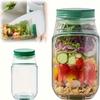 1 ud. herramienta de almacenamiento para hacer ensaladas de apertura lateral, práctico recipiente para el almuerzo con caja para condimentos