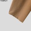 INCERUN Men Drawstring Elastic Waist Solid Texture Casual Long Straight Pants