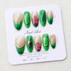 3D Almond-Shaped Wearable Nails: High-End Embossed Neon Green Nail Tips