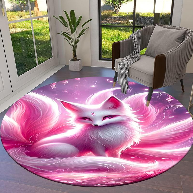 1PC Fox Non-Slip Floor Round carpet, Office, family, bedroom, Large Area Rug Indoor Rugs,  Durable PolyesterH0367