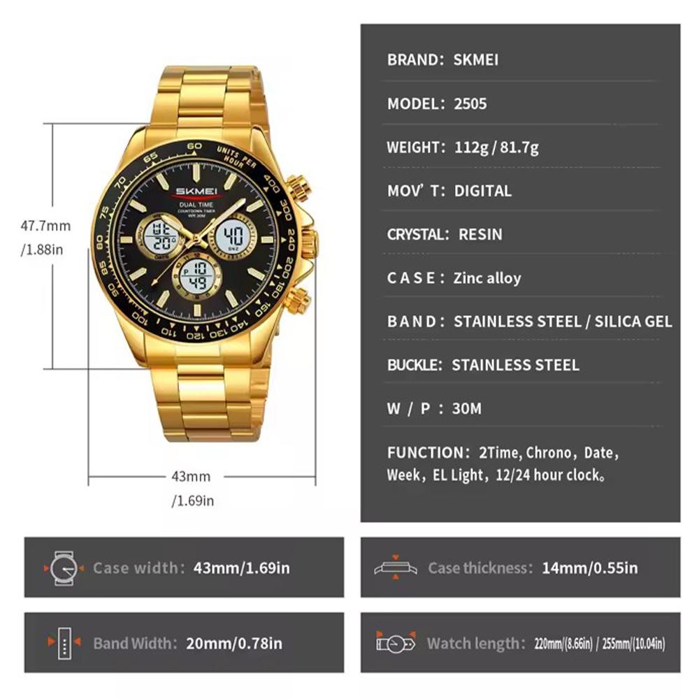 Chronografové hodinky pro muže Luxusní značka Sportovní křemíkové náramkové hodinky Vodotěsné Vojenské ocelové pánské hodinky Digitální hodiny Relogio Masculino