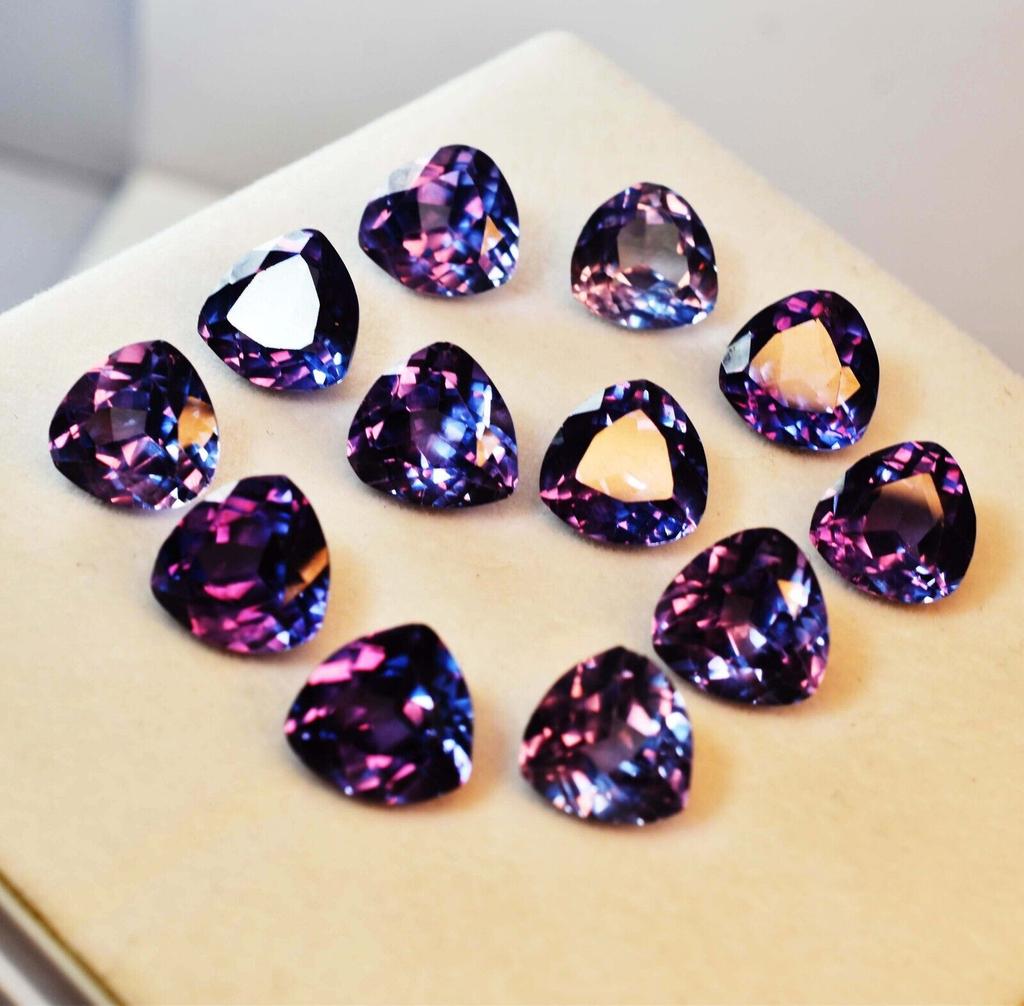 12 Pcs Natural Alexandrite Gemstone Color Change Trillion Lot 96 Ct CERTIFIED Ssr-873658