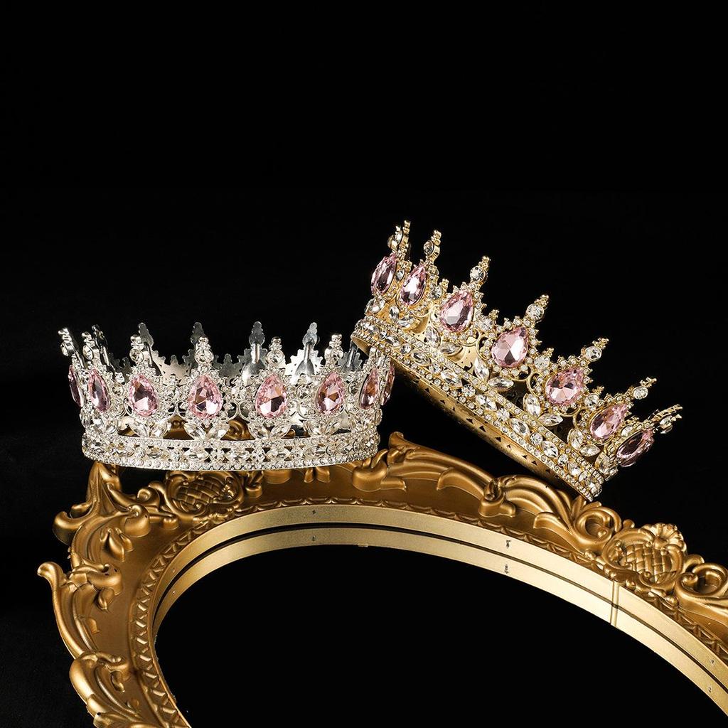 European-American Queen Crystal Alloy Round Crown Wedding Headdress