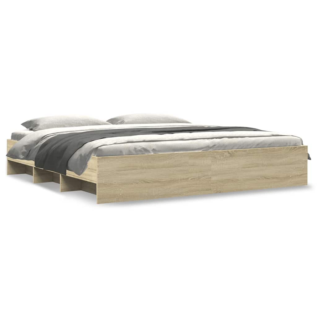 Bed Frame without Mattress Sonoma Oak Finish 180 x 200 cm Engineered Wood